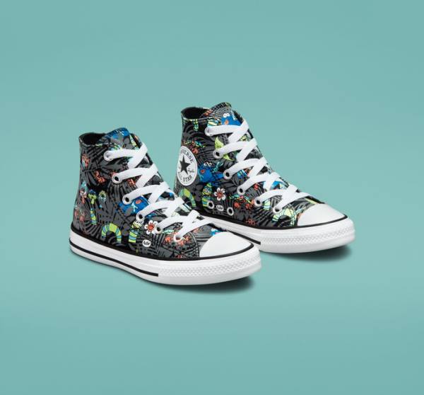 Zapatillas Altas Converse Chuck Taylor All Star Plants Negras Verde Claro Blancas | CV-482NKZ