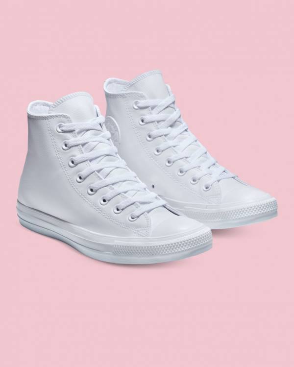 Zapatillas Altas Converse Chuck Taylor All Star Cuero Blancas | CV-486YUP