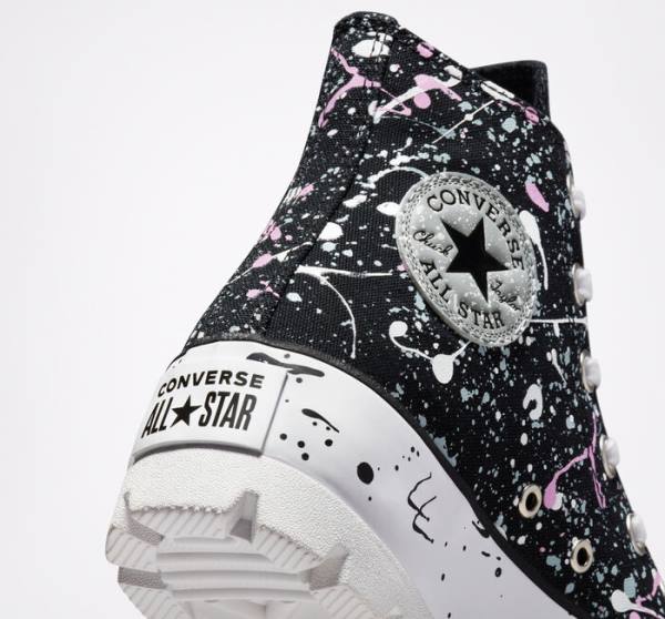 Zapatillas Altas Converse Chuck Taylor All Star Lugged Paint Splatter Negras Gris Rosas | CV-491VNS