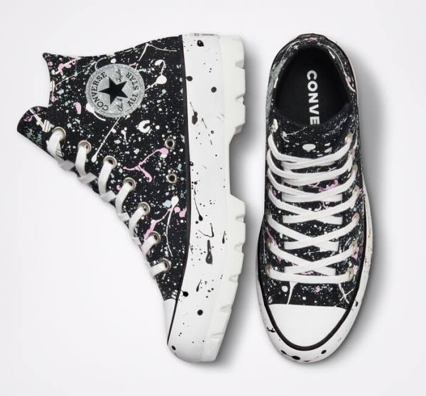 Zapatillas Altas Converse Chuck Taylor All Star Lugged Paint Splatter Negras Gris Rosas | CV-491VNS