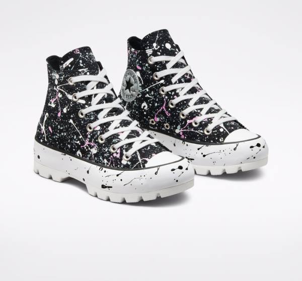 Zapatillas Altas Converse Chuck Taylor All Star Lugged Paint Splatter Negras Gris Rosas | CV-491VNS