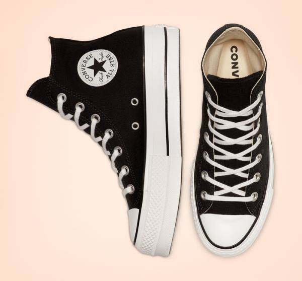 Zapatillas Altas Converse Chuck Taylor All Star Lift Plataforma Lona Negras Blancas | CV-589NRU