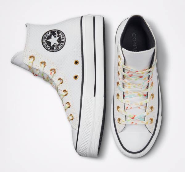 Zapatillas Altas Converse Chuck Taylor All Star Lift Plataforma Splatter Blancas Blancas | CV-648YWZ