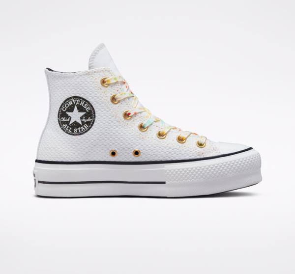 Zapatillas Altas Converse Chuck Taylor All Star Lift Plataforma Splatter Blancas Blancas | CV-648YWZ