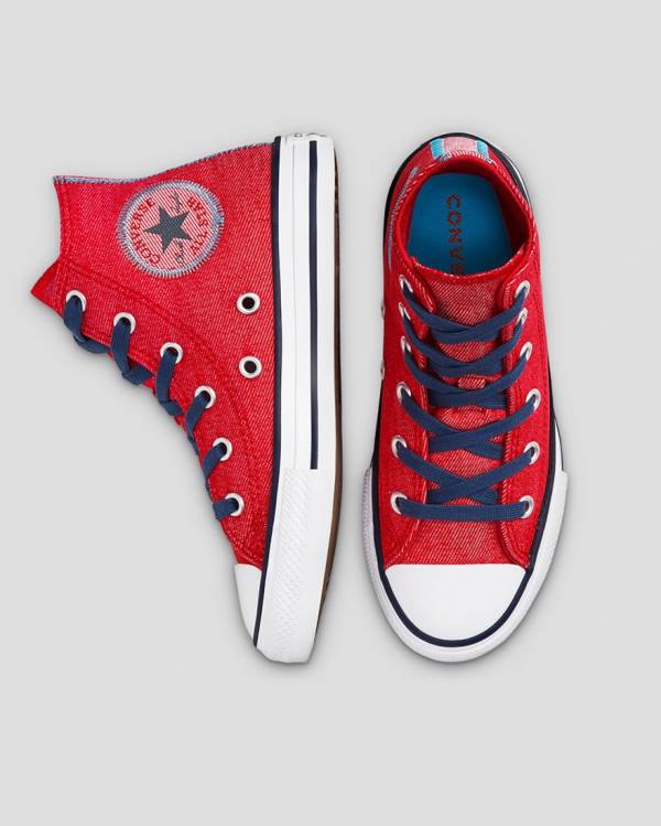 Zapatillas Altas Converse Chuck Taylor All Star Denim Reverse Twill Rojas | CV-684DPY