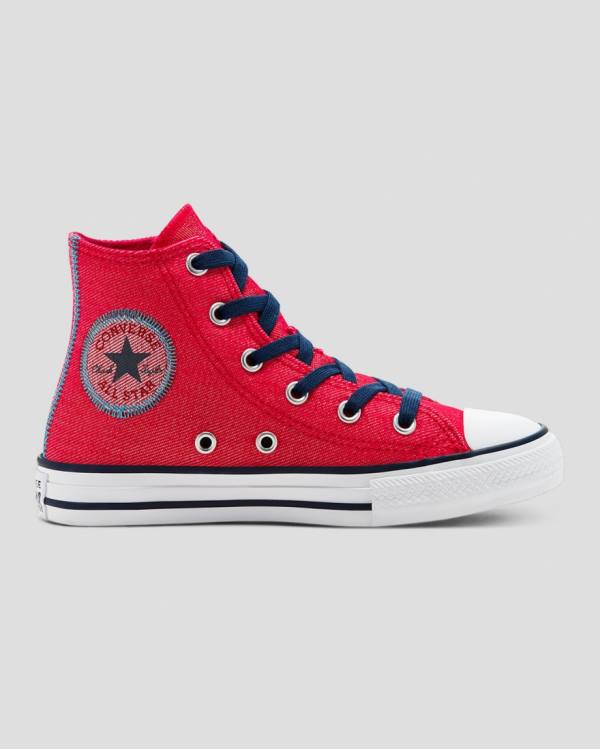 Zapatillas Altas Converse Chuck Taylor All Star Denim Reverse Twill Rojas | CV-684DPY