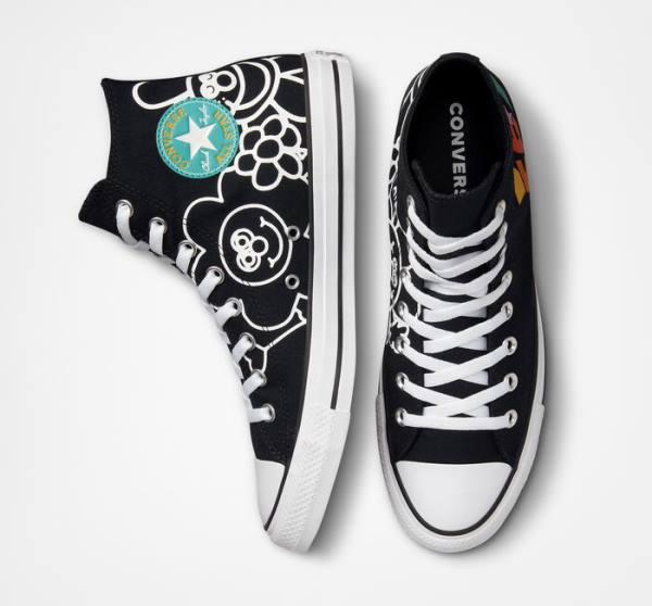 Zapatillas Altas Converse Chuck Taylor All Star Floral Negras Blancas Verde Menta | CV-716ANO