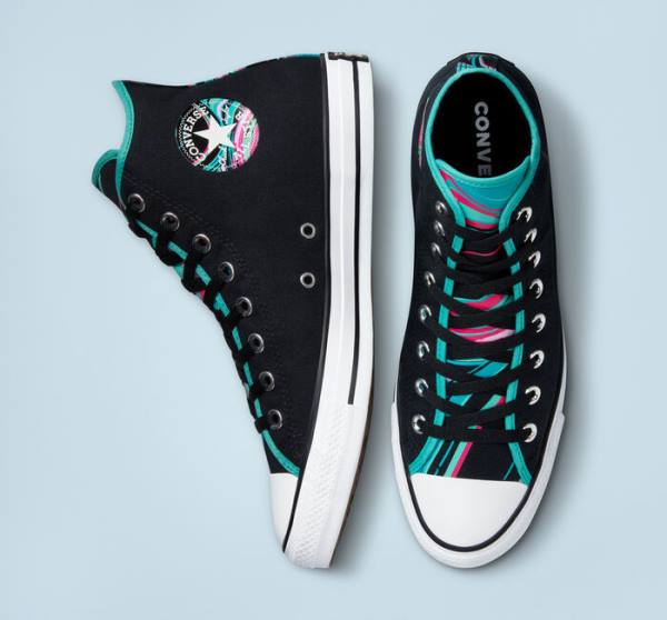 Zapatillas Altas Converse Chuck Taylor All Star Marbled Negras Multicolor Blancas | CV-726LYK