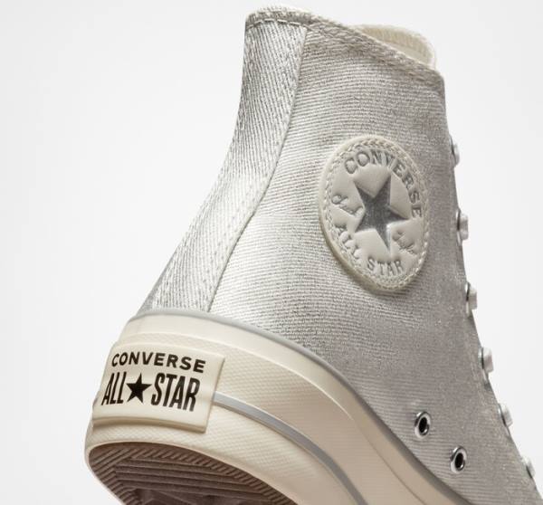 Zapatillas Altas Converse Chuck Taylor All Star Lift Plataforma Metallic Twill Plateadas Plateadas | CV-752AHK