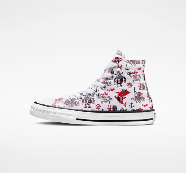 Zapatillas Altas Converse Chuck Taylor All Star Pirates Blancas Rojas Negras | CV-829COP