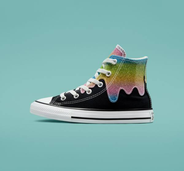 Zapatillas Altas Converse Chuck Taylor All Star Glitter Drip Negras Beige Blancas Rosas | CV-860IOL