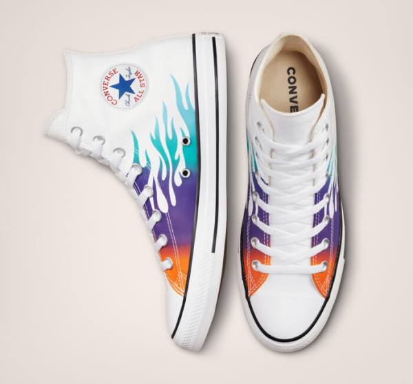 Zapatillas Altas Converse Chuck Taylor All Star Archive Prints Blancas Azules Turquesa | CV-932UIL