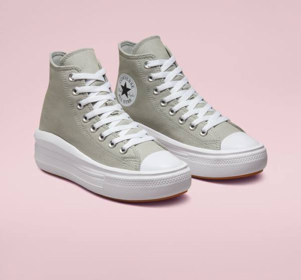 Zapatillas Altas Converse Chuck Taylor All Star Move Plataforma Seasonal Color Verde Oliva Blancas Blancas | CV-960AZL