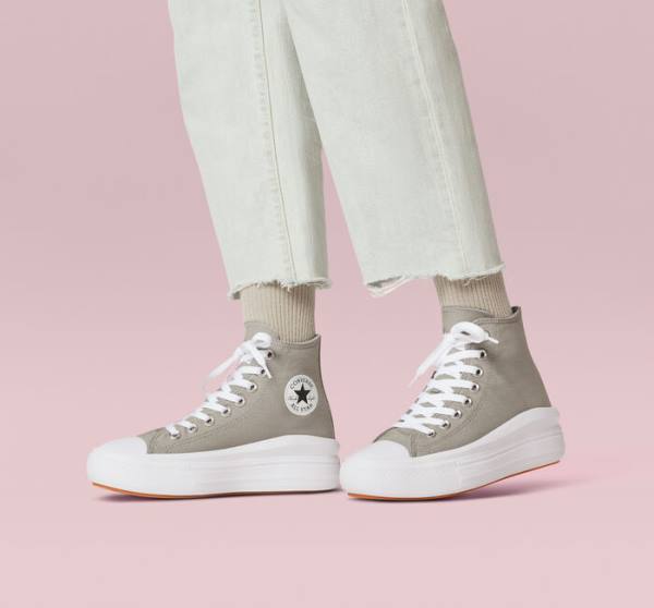 Zapatillas Altas Converse Chuck Taylor All Star Move Plataforma Seasonal Color Verde Oliva Blancas Blancas | CV-960AZL