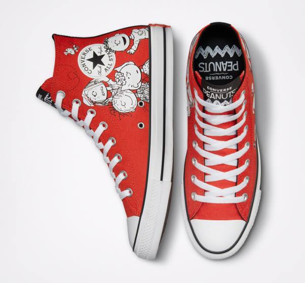 Zapatillas Altas Converse Peanuts Chuck Taylor All Star Rojas Negras Blancas | CV-046HQN