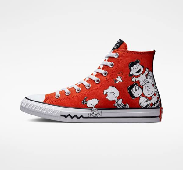 Zapatillas Altas Converse Peanuts Chuck Taylor All Star Rojas Negras Blancas | CV-678BFQ