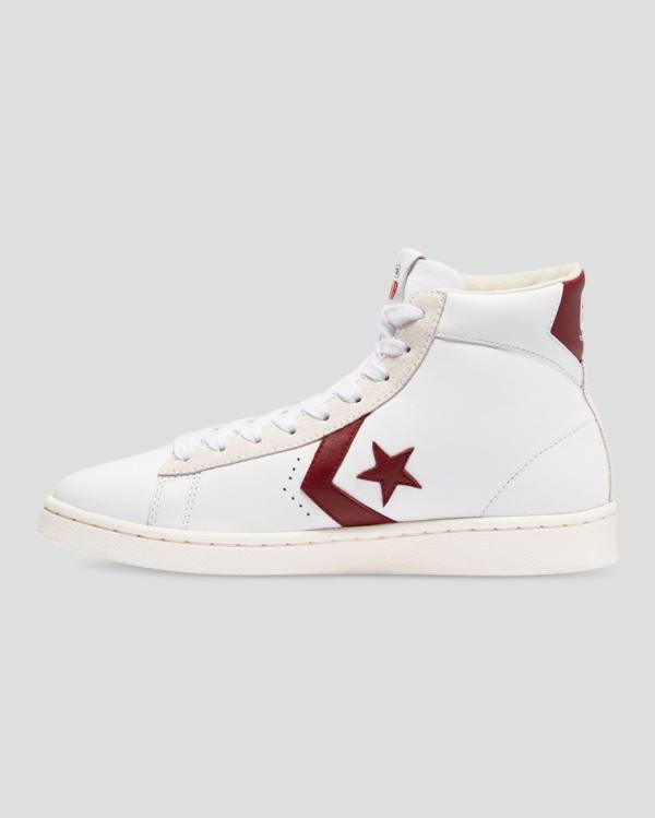 Zapatillas Altas Converse Pro Cuero Italy Blancas Rojas | CV-094QKX