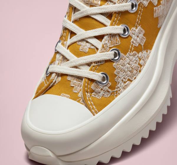 Zapatillas Altas Converse Run Star Hike Plataforma Tonal Embroidery Negras Amarillo | CV-736NXW