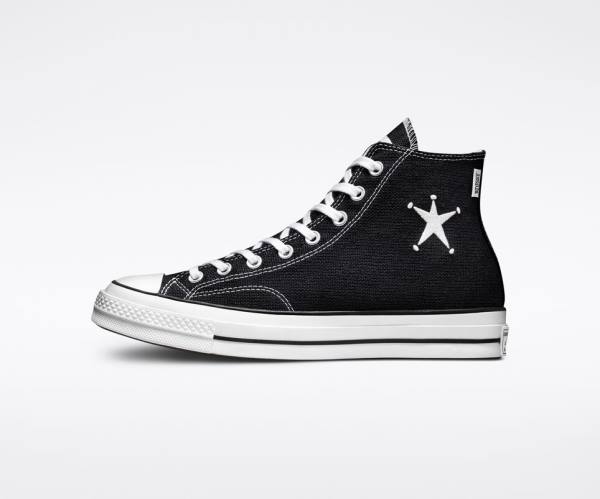 Zapatillas Altas Converse Stussy Chuck 70 Negras Blancas | CV-794TON