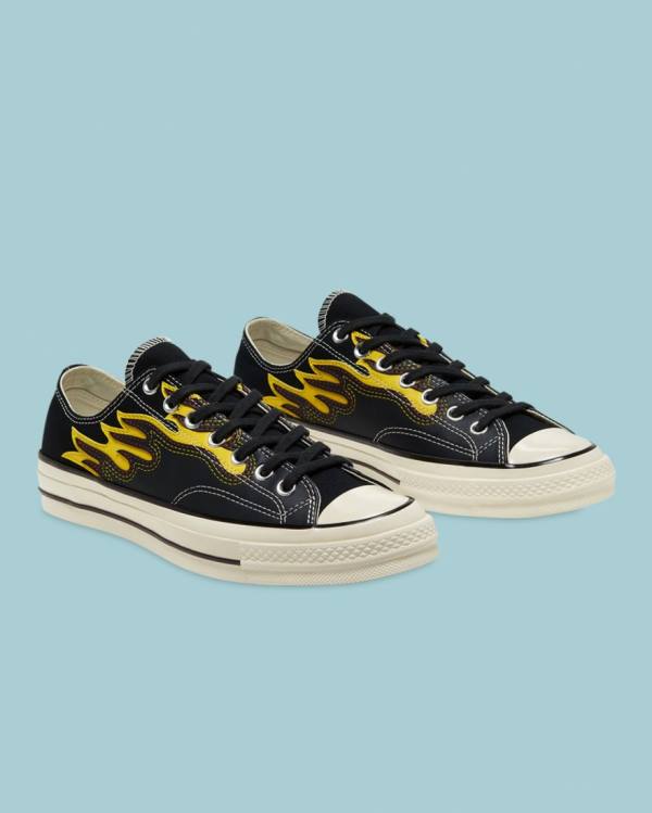 Zapatillas Bajas Converse Chuck 70 Archive Flame Overlay Negras | CV-250VHI