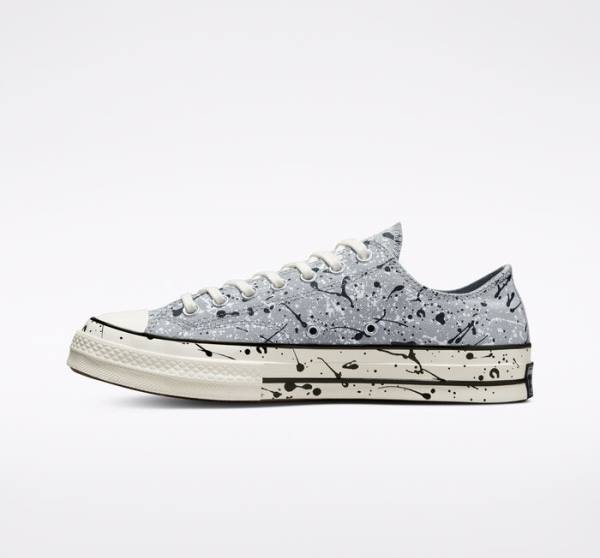 Zapatillas Bajas Converse Chuck 70 Archive Paint Splatter Gris Negras Blancas | CV-253SVW