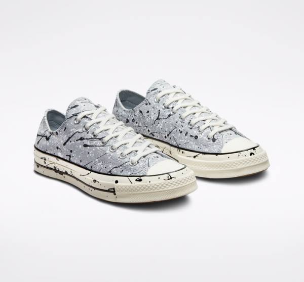 Zapatillas Bajas Converse Chuck 70 Archive Paint Splatter Gris Negras Blancas | CV-253SVW