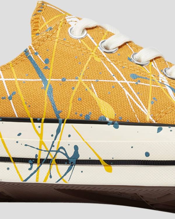 Zapatillas Bajas Converse Chuck 70 Archive Print Paint Splatter Amarillo | CV-263QYX