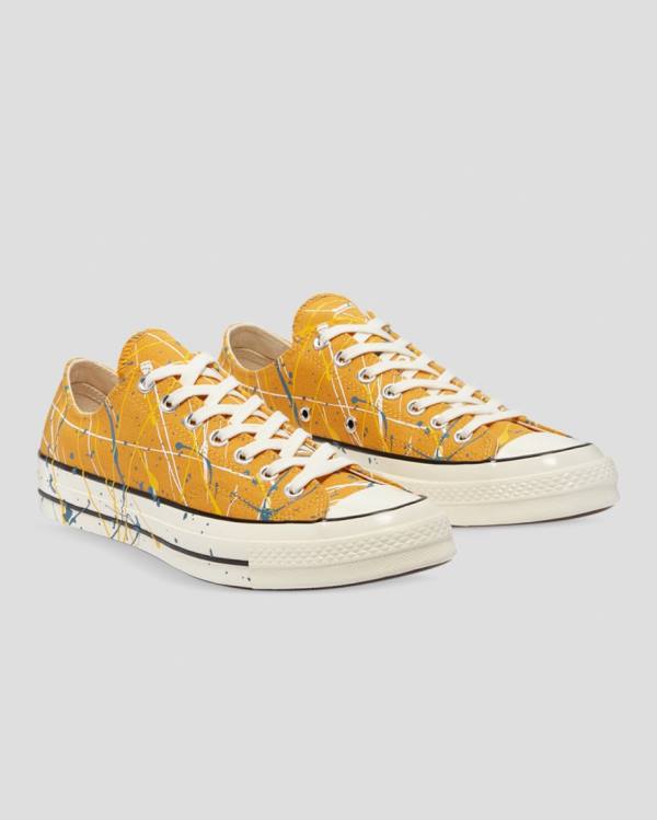 Zapatillas Bajas Converse Chuck 70 Archive Print Paint Splatter Amarillo | CV-263QYX