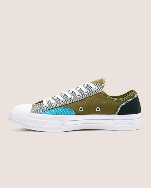 Zapatillas Bajas Converse Chuck 70 Patchwork Verde Oliva Azules | CV-541FIK