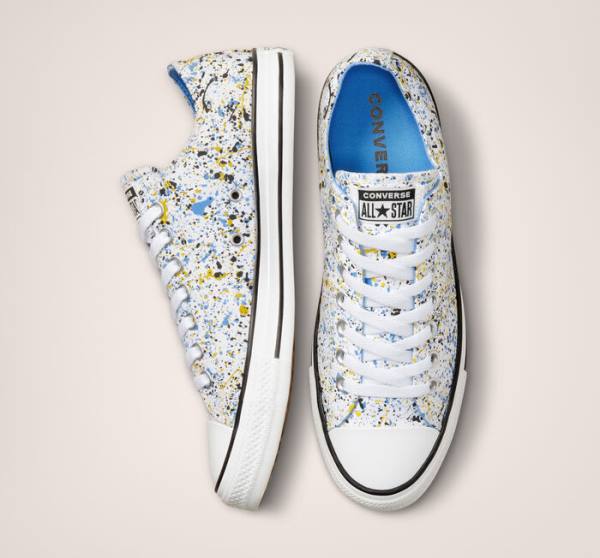 Zapatillas Bajas Converse Chuck Taylor All Star Archive Paint Splatter Blancas Azules | CV-048QJV