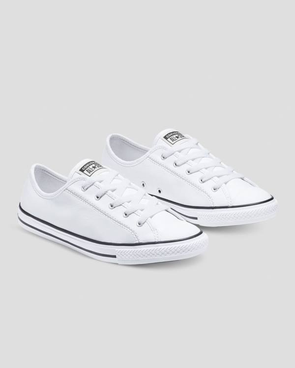 Zapatillas Bajas Converse Chuck Taylor All Star Dainty Cuero Blancas | CV-310JAV