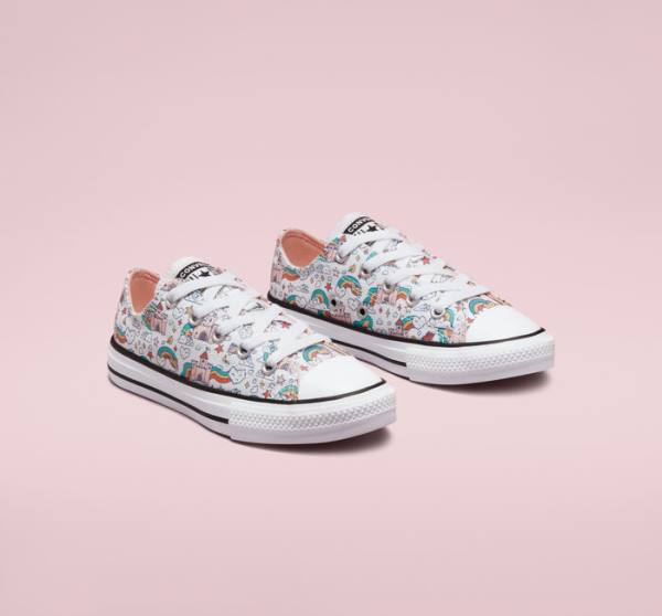 Zapatillas Bajas Converse Chuck Taylor All Star Rainbow Castles Blancas Rosas Turquesa | CV-324TSP