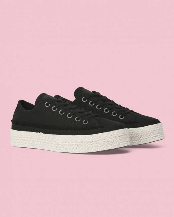 Zapatillas Bajas Converse Chuck Taylor All Star Alpargata Plataforma Negras | CV-398FAX