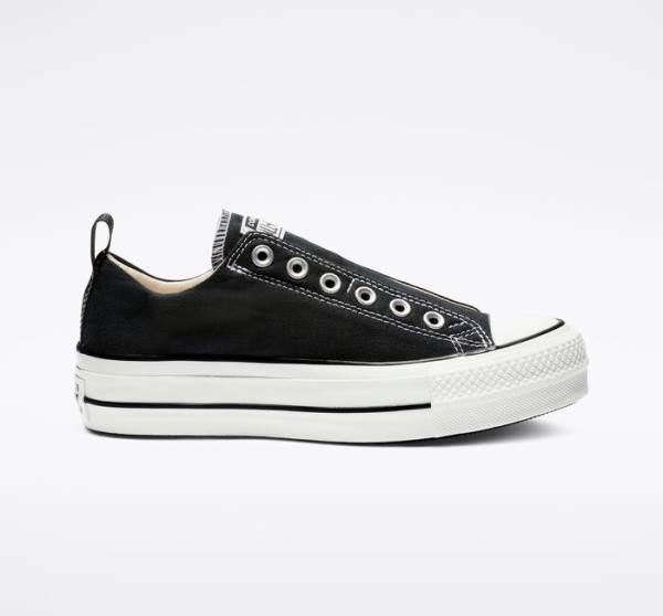 Zapatillas Bajas Converse Chuck Taylor All Star Lift Plataforma Slip Negras Blancas | CV-480JFU