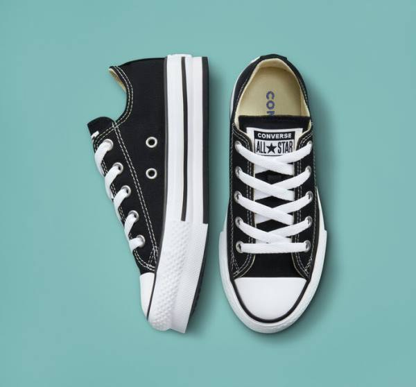 Zapatillas Bajas Converse Chuck Taylor All Star Lift Plataforma Negras Blancas | CV-489WTB