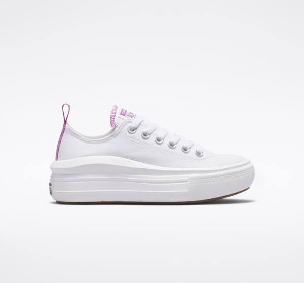 Zapatillas Bajas Converse Chuck Taylor All Star Move Plataforma Blancas Moradas Blancas | CV-547VRM