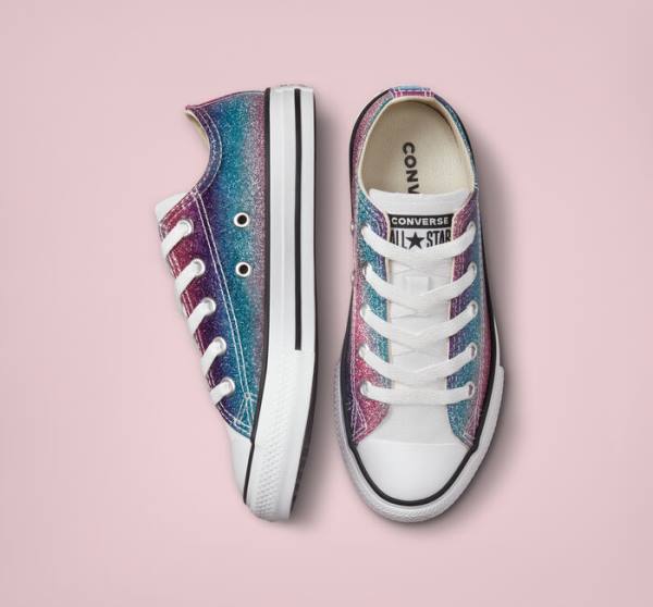 Zapatillas Bajas Converse Chuck Taylor All Star Glitter Drip Blancas Beige Blancas Moradas | CV-583UBG