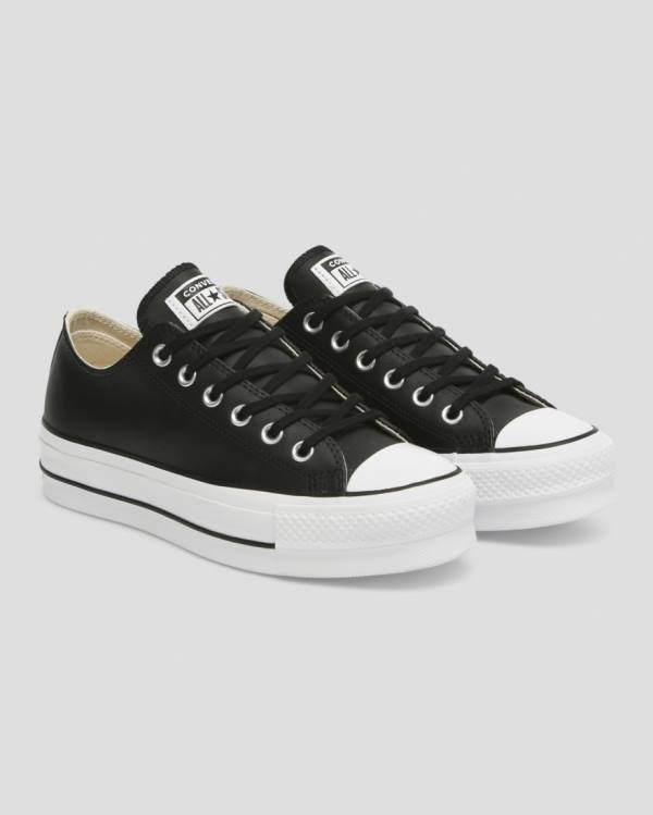 Zapatillas Bajas Converse Chuck Taylor All Star Lift Clean Cuero Negras | CV-625TOL