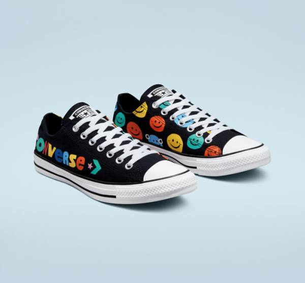 Zapatillas Bajas Converse Chuck Taylor All Star Happy Faces Negras | CV-675XLS