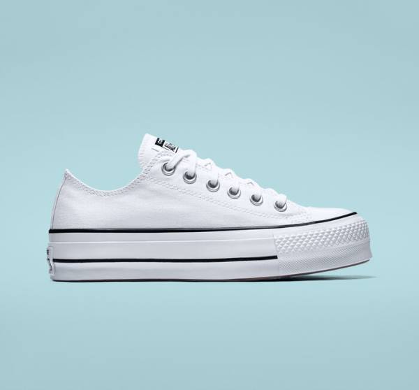 Zapatillas Bajas Converse Chuck Taylor All Star Lift Plataforma Lona Blancas Negras Blancas | CV-832VSD