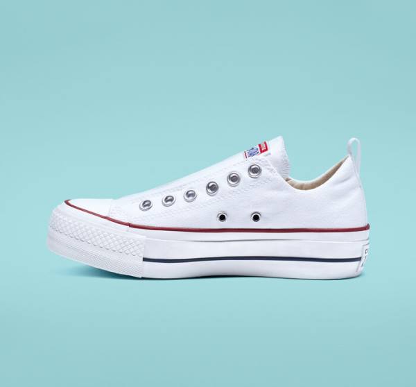 Zapatillas Bajas Converse Chuck Taylor All Star Lift Plataforma Slip Blancas Rojas Azules | CV-860CSK