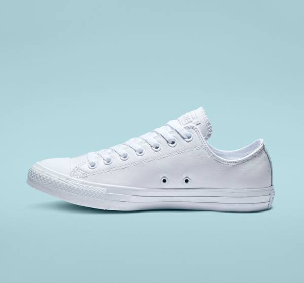 Zapatillas Bajas Converse Chuck Taylor All Star Cuero All White Blancas | CV-934ETL