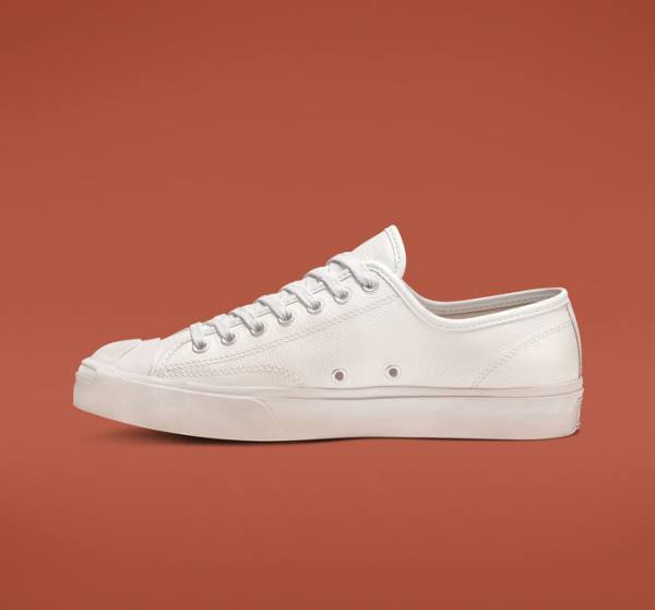 Zapatillas Bajas Converse Jack Purcell Cuero Blancas Blancas Blancas | CV-146XDO