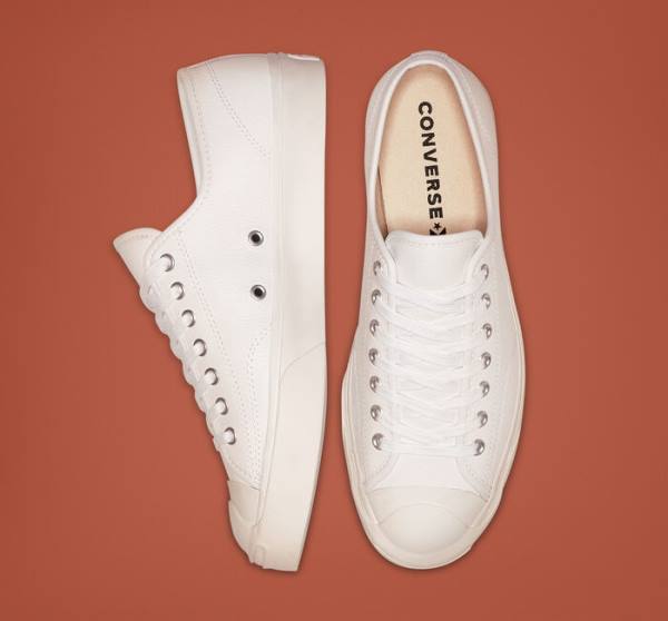 Zapatillas Bajas Converse Jack Purcell Cuero Blancas Blancas Blancas | CV-813NUD