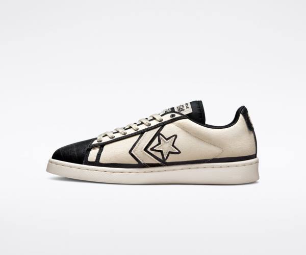 Zapatillas Bajas Converse Joshua Vides Pro Cuero Beige Blancas Negras | CV-475TBJ