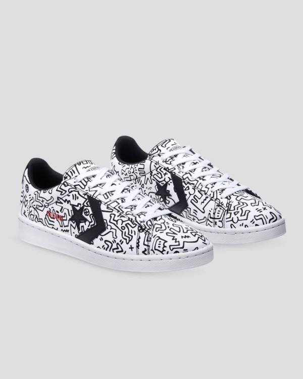 Zapatillas Bajas Converse Keith Haring Pro Cuero Blancas Negras Rojas | CV-059KQH