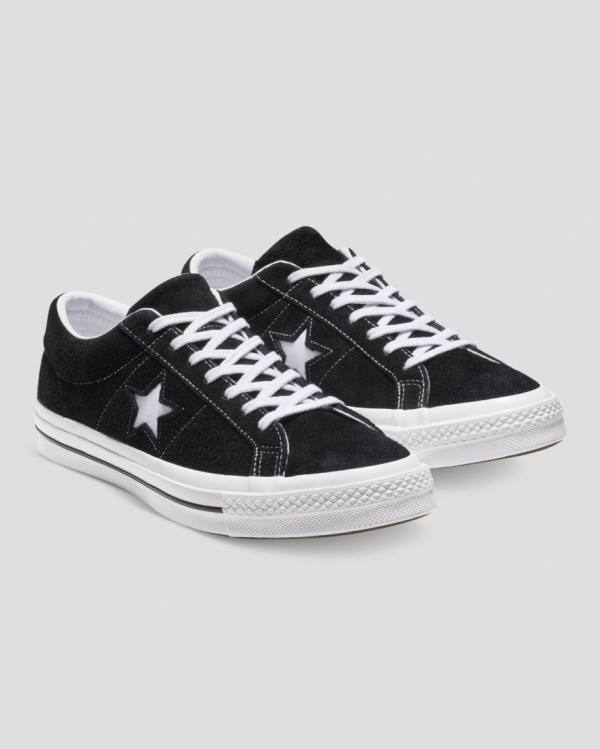 Zapatillas Bajas Converse One Star Premium Gamuza Negras | CV-846XYO