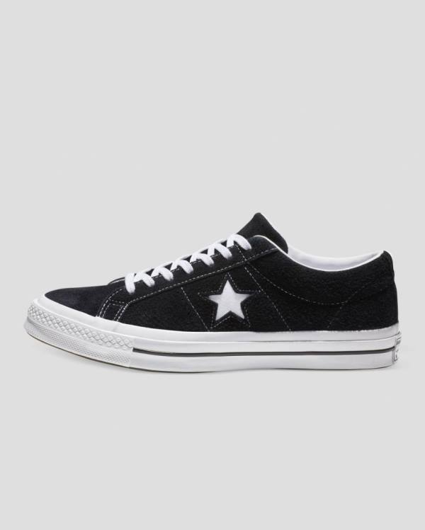 Zapatillas Bajas Converse One Star Premium Gamuza Negras | CV-846XYO