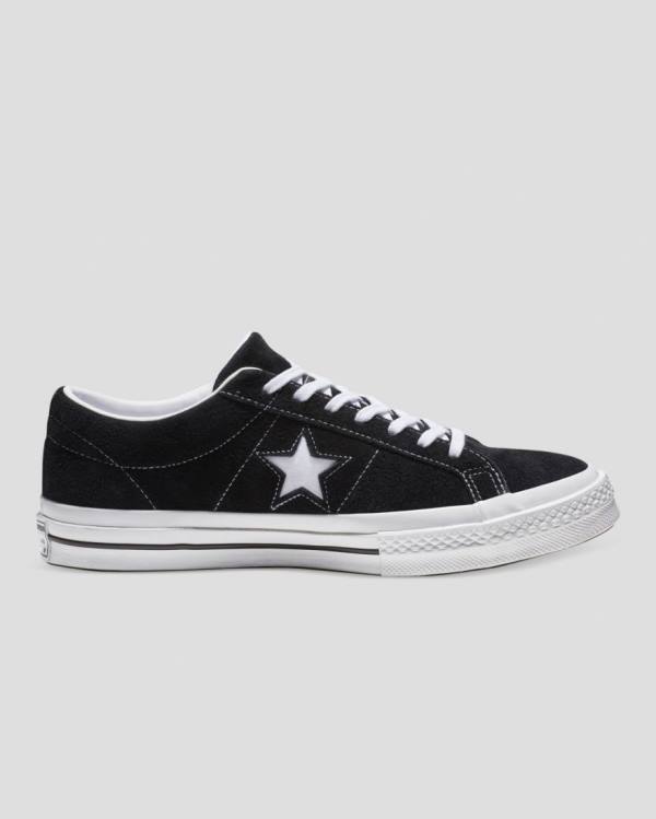 Zapatillas Bajas Converse One Star Premium Gamuza Negras | CV-846XYO