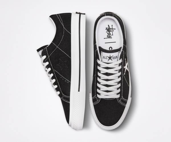 Zapatillas Bajas Converse Stussy One Star Negras Blancas | CV-385RPL